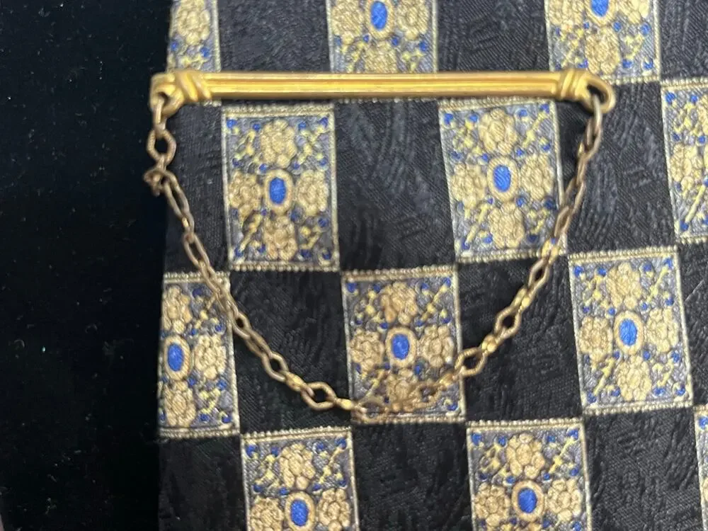 VTG Hickok USA Tie Clip Chain Gold Tone